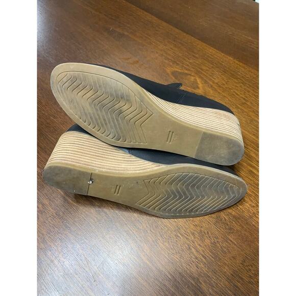 Black Neutral Leather Wedge Ankle Booties Women 11 Preppy Fall Festival Boho - Picture 8 of 8